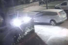 A Mercedes-Benz crashed into a parked car and a tree, before fleeing the scene in Dagenham, East London.