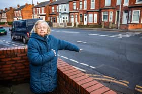 Freda Smith, 73, pictured outside her house on Liverpool Road in Eccles, Greater Manchester