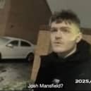 South Yorkshire Police arrest car thief Josh Mansfield after tracking his footsteps through the snow to a garden in  Doncaster, South Yorks. 