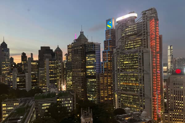 The view from the hotel room at The Murray, Hong Kong