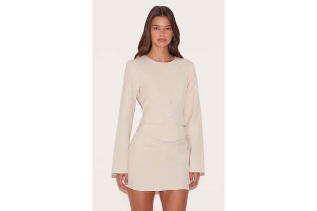 Almond Woven Tailored Button Up Mini Dress £40.00