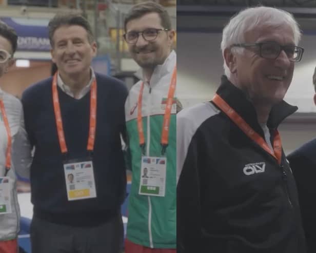 Sebastian Coe catches up with athletes and coaches as he campaigns to become IOC president.