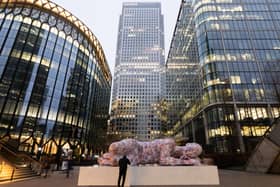 An eight meter long giant has appeared in Canary Wharf