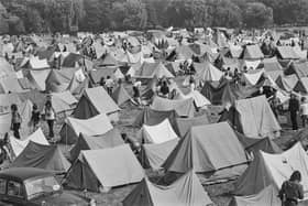 Tents at the National Jazz, Blues and Rock Festival in Reading, UK.