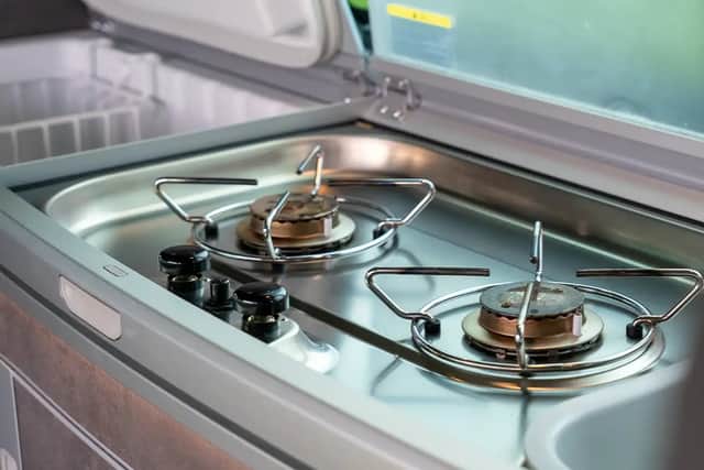 The interior has everything you'll need for off-grid living