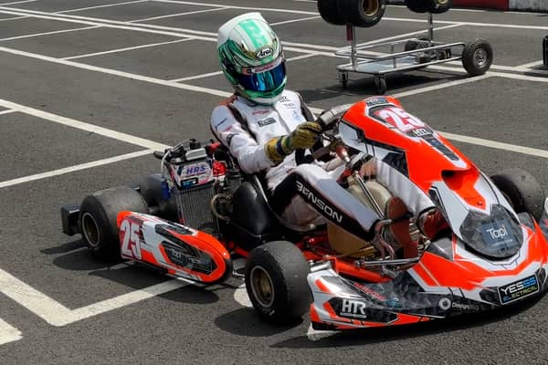 15-year-old Charlie Benson go-karting