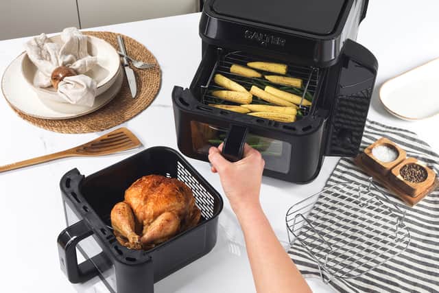 Dual drawers mean you can cook portions at separate temperatures, with individual timers - and the appliance works it all out for you