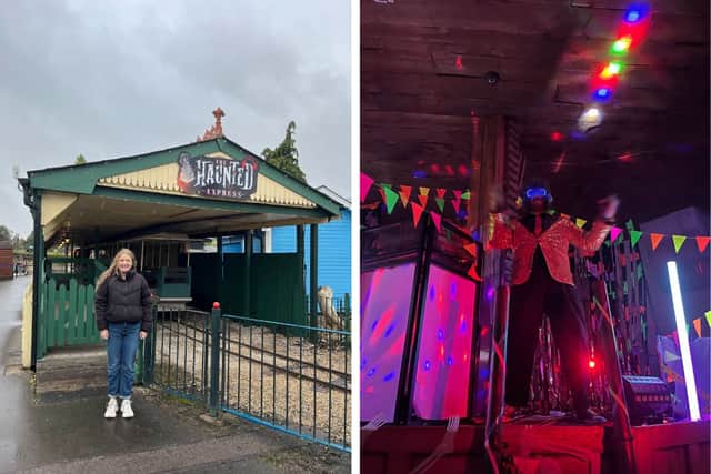 L: Outside the Haunted Express. R: One of the monster's inside the Trick or Treat Monster Castle