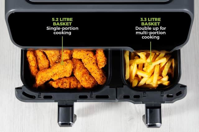 The unusual way the baskets are split up makes it ideal for cooking large and small portions