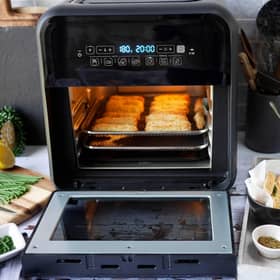 A rotisserie air fryer is ideal for larger portions - or even a whole chicken
