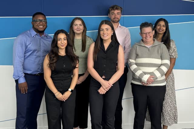 New HB&O promotees. Back row, from left; Khari George, Sophie Butteriss, William Whiting and Puja Jain.
Front Row, from left; Sonia Fard, Sophie French and Emma Potter.