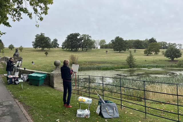 Artists at work in the beautiful grounds of Compton Verney