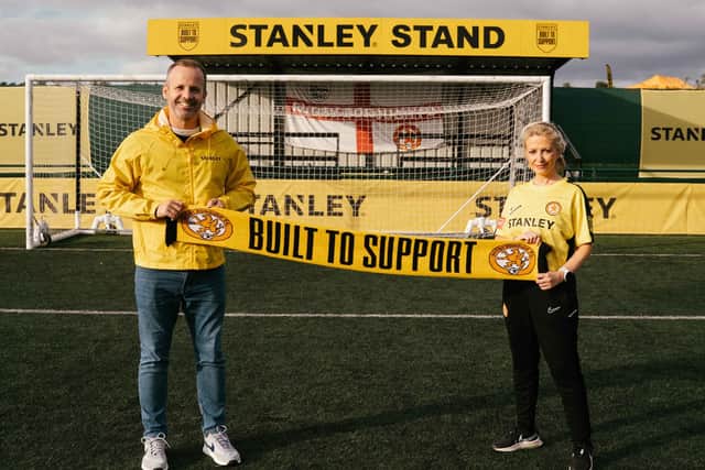 Darren Barber (Senior Brand Marketing Director, EMEA-ANZ at STANLEY®) & Kate Madia (Chair of Rugby Borough FC)