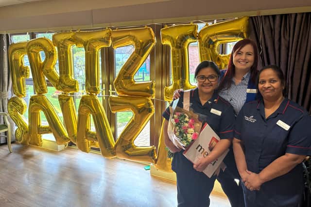 Fritzie celebrates with her colleagues at Cubbington Mill