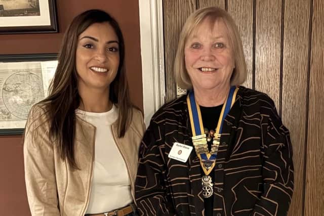 Nishi Mehta with Rotary President Rachel Hinton