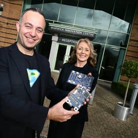 Dr Umut Genc, CEO of Eatron Technologies (left) with Jane Talbot, Centre Manager at the Warwick Innovation Centre