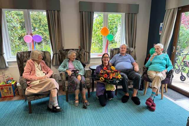 Head Housekeeper Mandy Smith with residents of Overslade House Care Home
