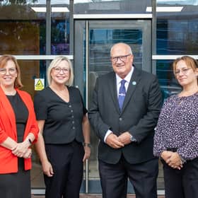 Pictured: Stephanie Gerard (Chamber), Sarah Humphreys (Chamber), Councillor Rob Howard (Warwickshire County Council), Saffron Medway (Chamber).