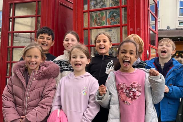 Year 3 and 4 children from Clapham Terrace Primary School enjoying the exhibition in Art Box