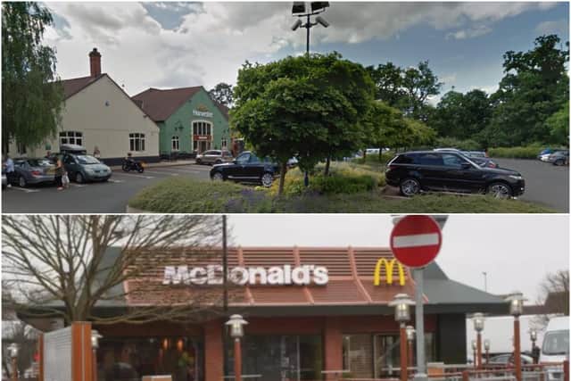The former Harvester sites (by google street view) and a McDonald's restaurant.