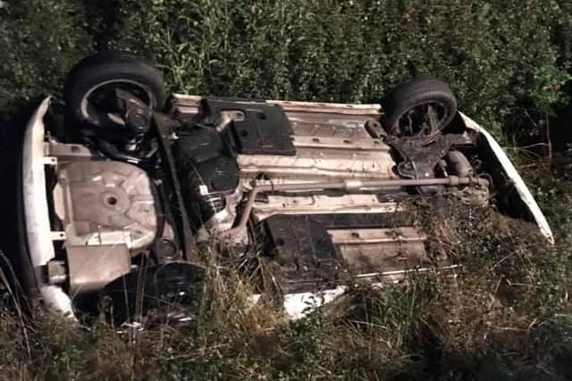 Firefighters from Southam were sent out to an RTC where a car had flipped over. Photo by Southam Fire Station.