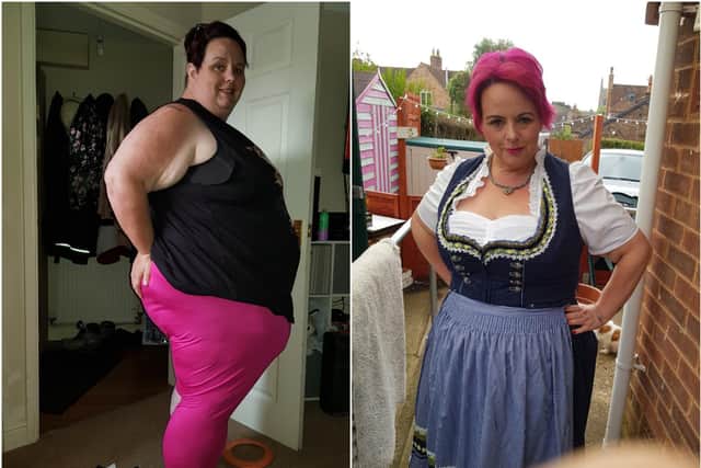 Tilly Pimlott before and after her weight loss.