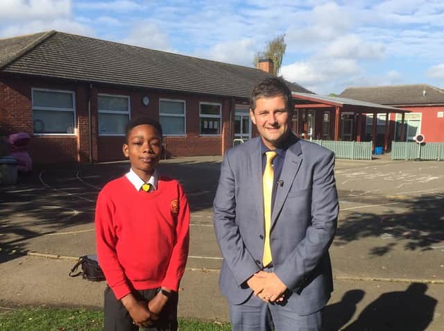 Ethan and Kineton Primary teacher Mr Dean Sanderson
