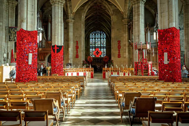 The Warwick Poppies 2018 project inside St Mary's Church in Warwick.