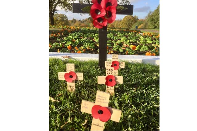 Crosses at War Memorial in Abbey Hill of Kenilworth