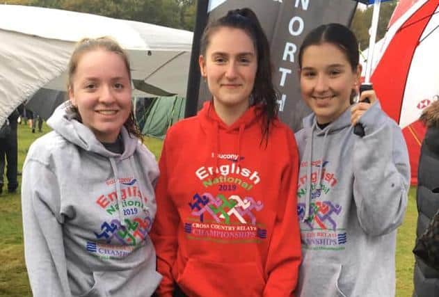The Under 17 girls Maisy Cramp, Freya Carroll and Sophia Hill