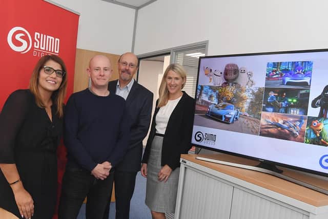 Harinder Sangha and Chris Southall from Sumo Digital with Tony Hargreave (AC Lloyd) and Michelle Mills (Bromwich Hardy)
