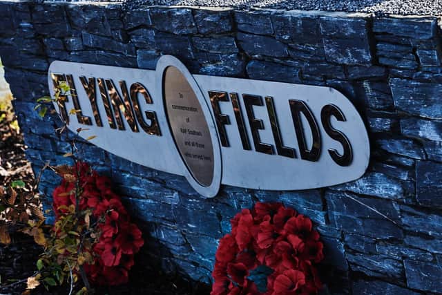 The Flying Fields sign in Southam.
