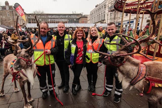 Some of the CJ's Events Team with the reindeer and their handlers. Photo by Sync:MEDIA UK