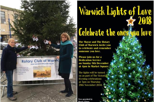 Jackie Crampton from the Warwick Rotary Club with Jayne Topham, clerk at Warwick Town Council by the Rotary Club's tree in Warwick. 'Photo by Warwick Rotary Club.