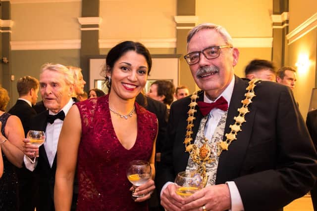 Lauren Gregory with the Mayor of Leamington Bill Gifford at the fundraising gala at the Pump Rooms in Leamington. Photo by Sarah Miners