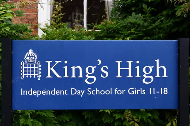 The King's High School sign. Photo by Gill Fletcher