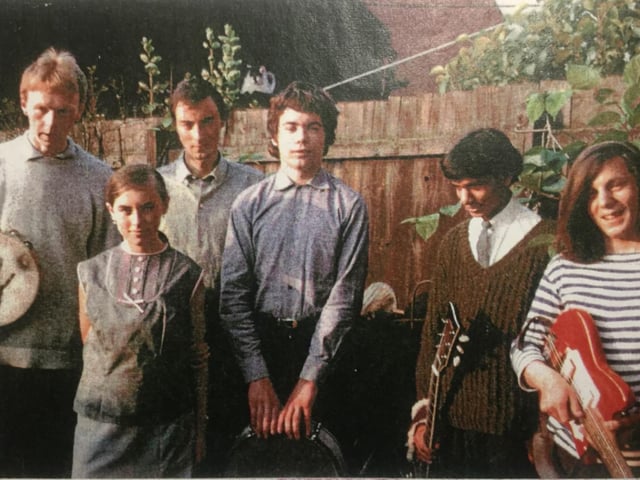 The Reprobates (from left) Allan Hockin, Peter Barker, Brian Meredith, Ralph de la Croix and Paul Barker .
The young girl is the Barkers sister.