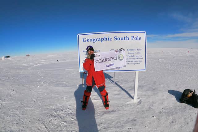 Dean Attwell at the South Pole. Photo supplied.