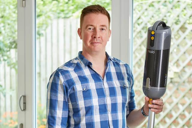 Paul Bagwell from Leamington Spa pictured with Capsule, his just-launched carbon fibre cordless vacuum