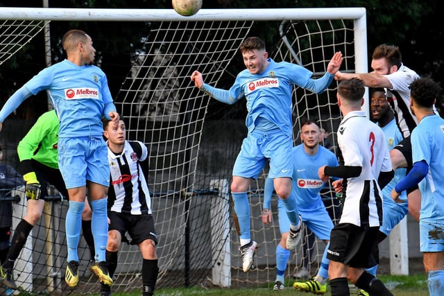 Scorer James Hancocks in defence