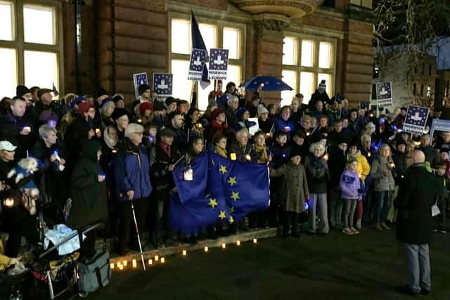 The vigil outside Leamington Town Hall to mark the UK leaving the EU.