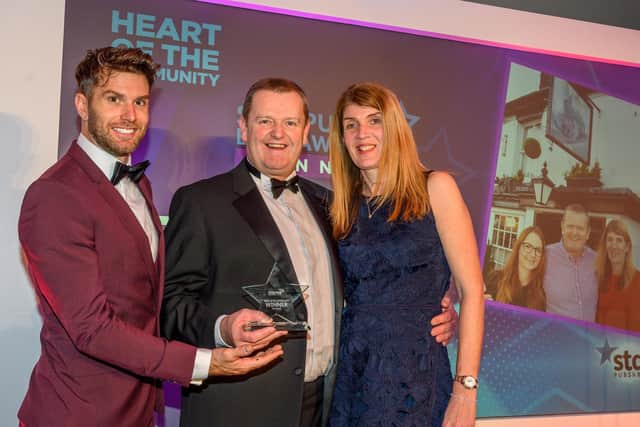 Ted and Lisa receiving the award from actor, comedian and presenter Joel Dommett at a gala ceremony held last night (Tuesday February 4).