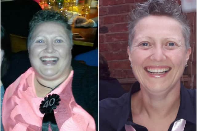 Rachel Baker before her weight loss (left)  and after (right).