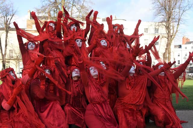 Members of the Red Rebels group, who are part of the Extinction Rebellion movement, staged a climate change in protest in Leamington in 2019.