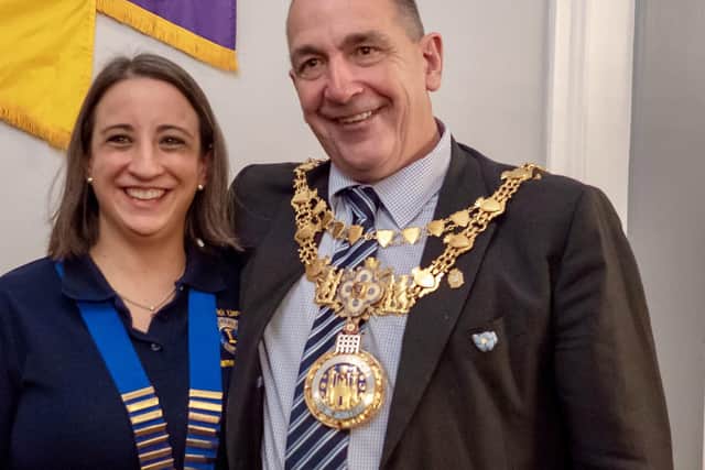 The Mayor of Warwick Cllr Neale Murphy with Warwick Lions Club President Tamara Friedrich. Photo supplied.