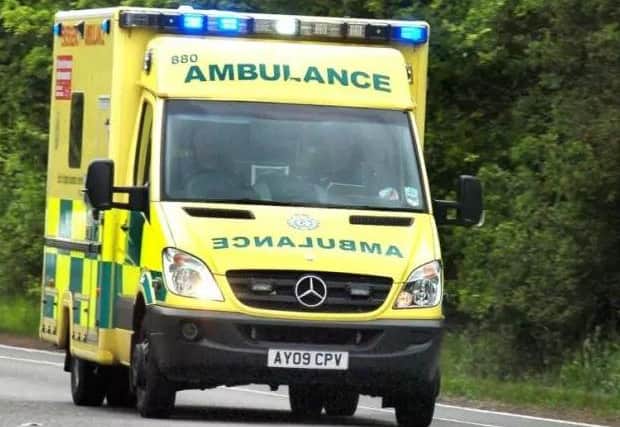 A pedestrian was taken to hospital after being hit by a lorry