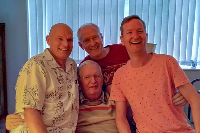 Peter Barton (centre) celebrating his 75tgh birthday with his sons Pete, Andrew and James.