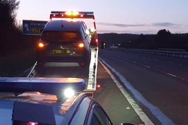 Police seized a vehicle near Warwick Services on the M40. Photo by OPU Warwickshire.