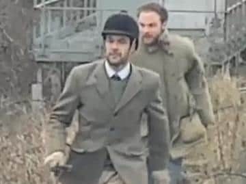 Two men wanted by British Transport Police after a New Year's Day incident involving a hunt running amok over the Banbury to Leamington railway Copyright: other