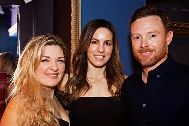 International and County cricketer, Ian Bell, with his wife Chantal, centre, and friend. Photo by David Fawbert Photography.